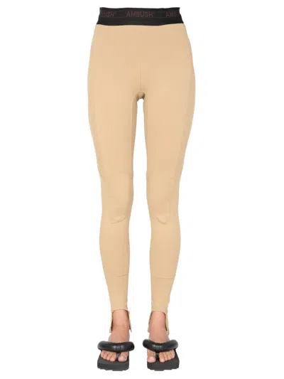 Ambush Stirrup High-waist Leggings In Beige