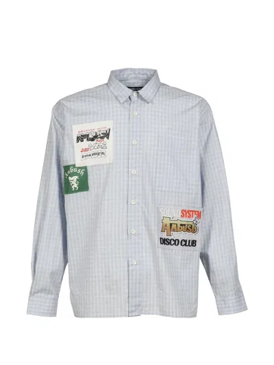 Ambush Patch-detail Checked Long-sleeved Shirt In Gray