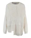 Ambush Patchwork Knit Crewneck Sweater In Beige