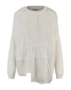 Ambush Patchwork Knit Crewneck Sweater In White