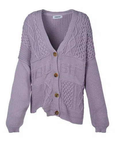 Ambush Patchwork Knitted Cardigan In Purple