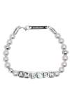 Ambush Pearl Letterblock Bracelet Silver In Brown