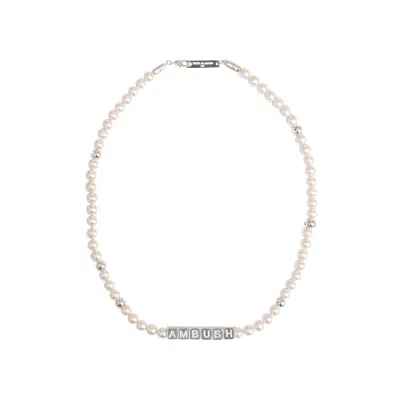 Pre-owned Ambush Pearl Letterblock Necklace 'silver'