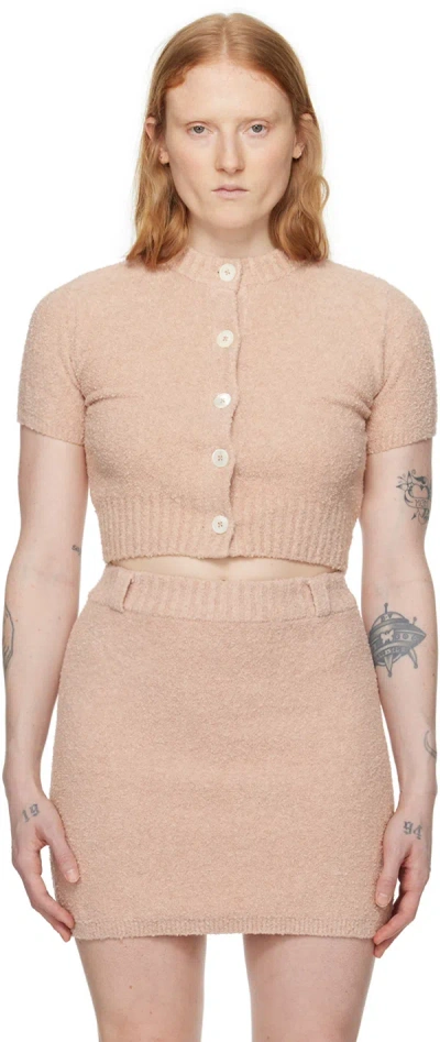 Ambush Pink Cropped Cardigan In Nude