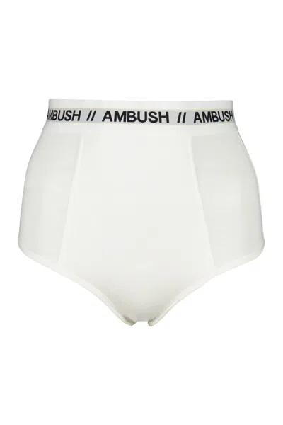 Ambush Logoed Elastic Waistband High-waisted Briefs In White