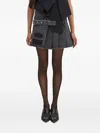 Ambush Pleated Belted Denim Skirt In Black