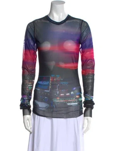 Pre-owned Ambush Printed Crew Neck Top In Blue