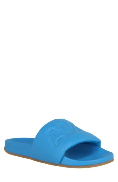 Ambush Quilted Leather Slide Sandal In Blue