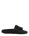 Ambush Quilted Lettering Logo Sliders Man Sandals Black Size 9 Calfskin In Black