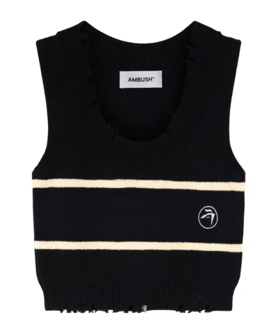 AMBUSH AMBUSH DESTROYED RIBBED CREWNECK TOP