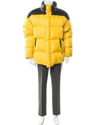 Pre-owned Ambush Reversible Colorblock Pattern Puffer Coat In Yellow