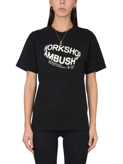 Ambush Logo Print Cotton Tee In Black