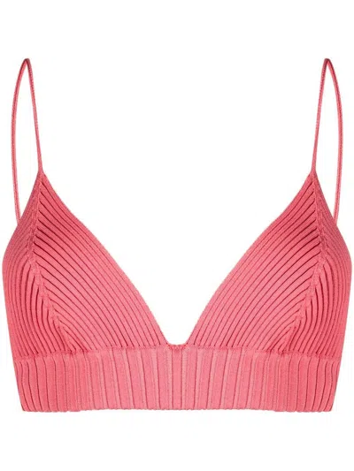 Ambush Ribbed-knit Slip-on Bralette In Pink