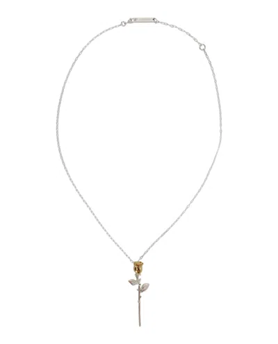 Ambush Rose Charm Necklace In Silver