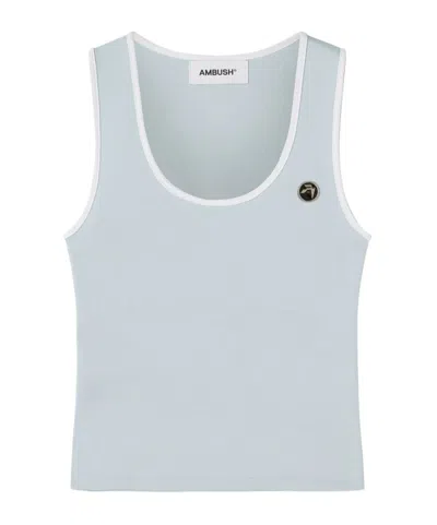 Ambush Round-neck Logo-plaque Top In White