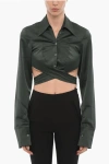 Ambush Satin Crop Shirt With Wrapped Detail