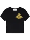Ambush Cropped Ribbed Cotton T-shirt With Short Sleeves In Black