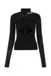 Ambush Long Sleeved Halterneck Top With Cut-out Details In Black