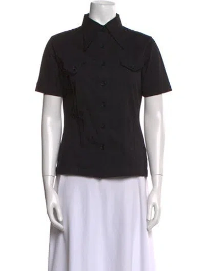 Pre-owned Ambush Short Sleeve Button-up Top In Black