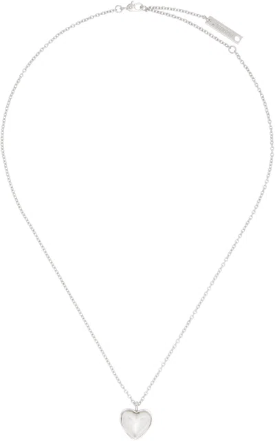 Ambush Silver Pearl Heart Charm Necklace In 05 Silver