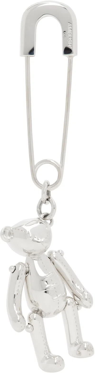 Ambush Silver Teddy Bear Charm Single Earring In 05 Silver