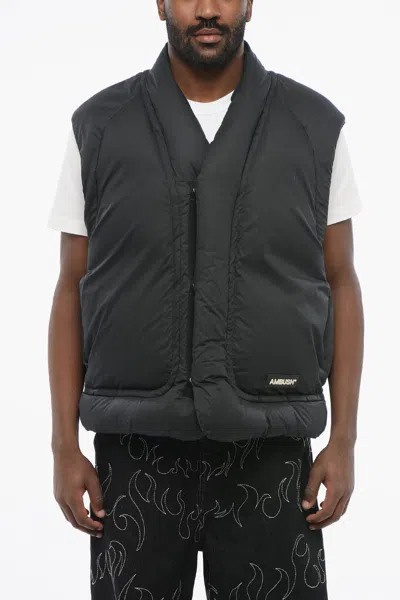 Ambush Sleeveless Kimono Down Jacket With Snap Buttons In Black