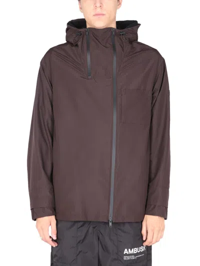 Ambush Slim Fit Sports Jacket With Drawstring Hood In Brown