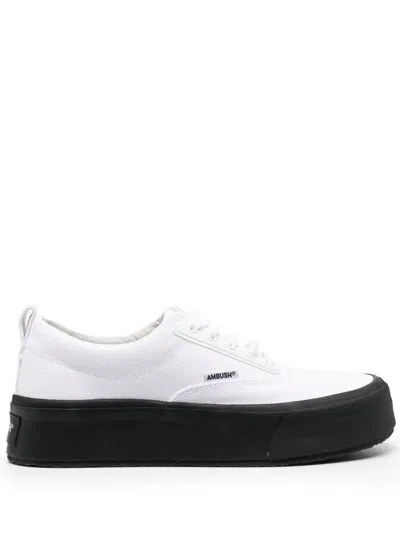 Ambush Lace-up Flatform Sneakers In White