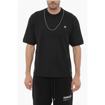 Ambush Solid Color Crew-neck T-shirt With -tone Men's Chain