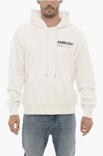 Ambush Solid Color Hoodie With Contrasting Logo In White