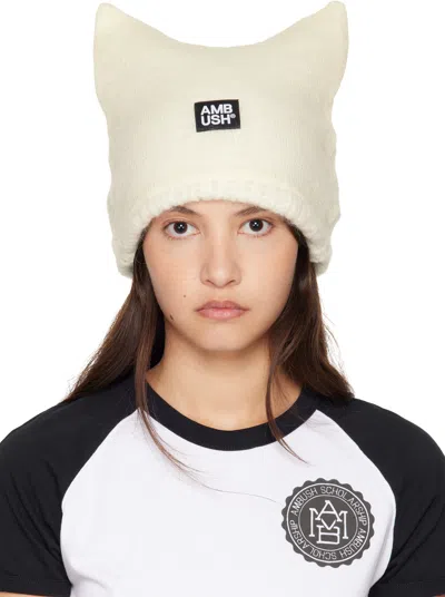 Ambush Ssense Exclusive Off-white Rave Beanie In Tofu