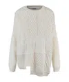 Ambush Patchwork Knit Crewneck Sweater In White