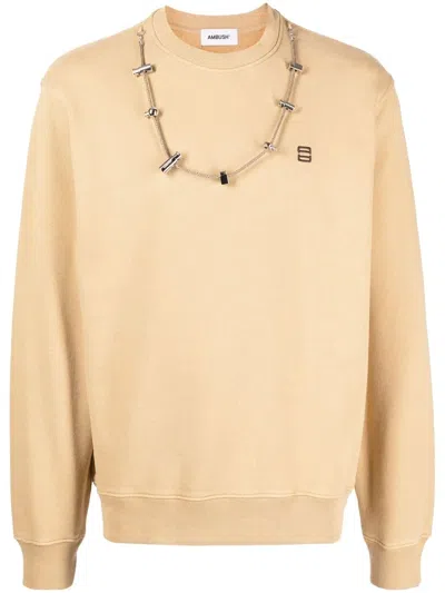 Ambush Stopper-detail Cotton Sweatshirt In 褐色