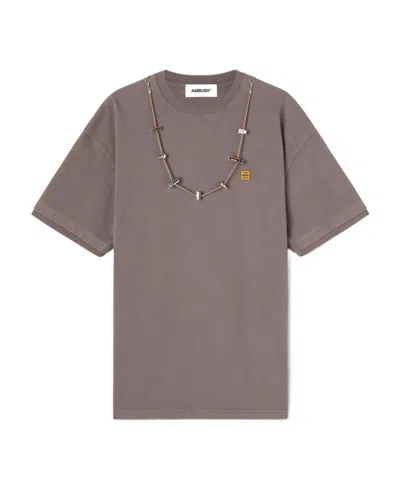Ambush Stoppers Embellished Cotton T-shirt In Gray