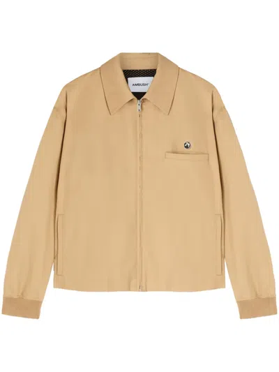 Ambush Striped Cotton Jacket In Brown
