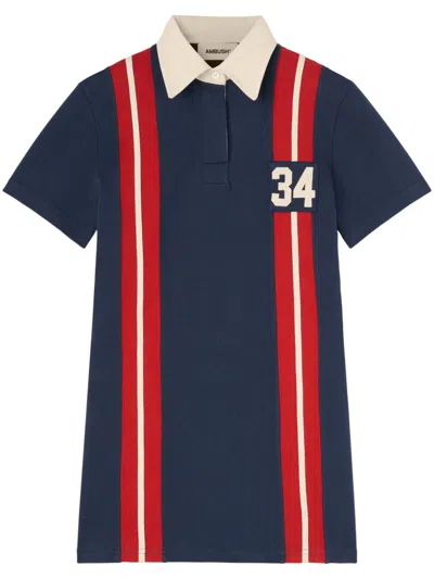 Ambush Striped Polo Dress In Insignia Blue