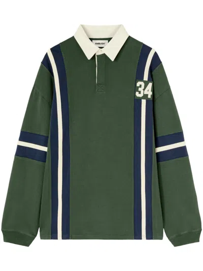 Ambush Striped Rugby Polo Shirt In Green