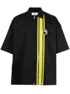 Ambush Striped Short-sleeve Zipped Shirt In Black