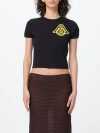 Ambush Cropped Ribbed Cotton T-shirt With Short Sleeves In Black
