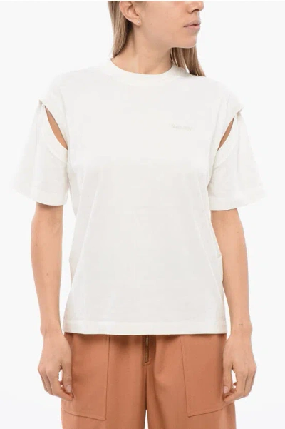 Ambush Solid Color Crew-neck T-shirt With Cut-out Details In White