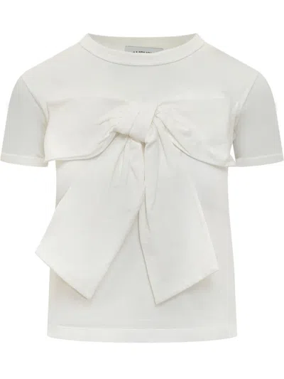 Ambush Oversized-bow Cotton T-shirt In White