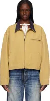 Ambush Tan Cropped Canvas Work Jacket In 32 Beige