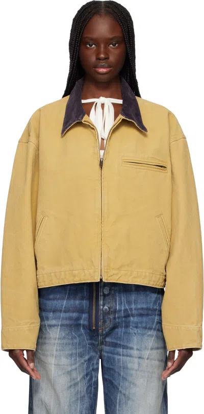 Ambush Tan Cropped Canvas Work Jacket In 32 Beige
