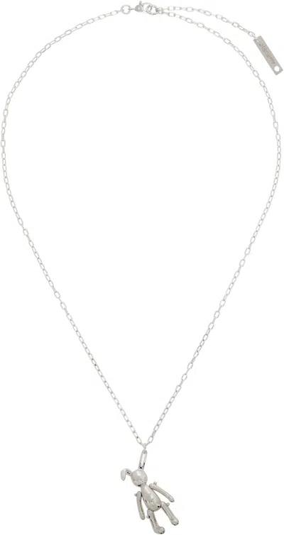 Ambush Teddy Bear Charm Necklace In White