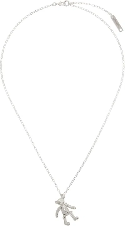 Ambush Teddy Bear Charm Necklace In White