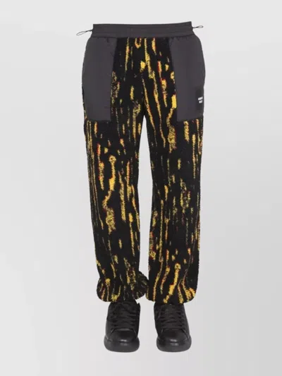 Ambush Textured Fabric Drawstring Pants With Contrast Panels In Black
