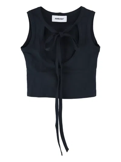 Ambush Tie-front Crop Top In Black