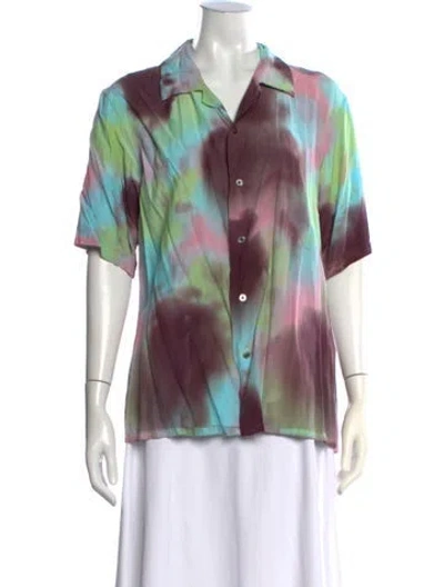 Pre-owned Ambush Tie-dye Print V-neck Top In Pink