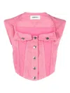 Ambush Denim Top In Nude & Neutrals