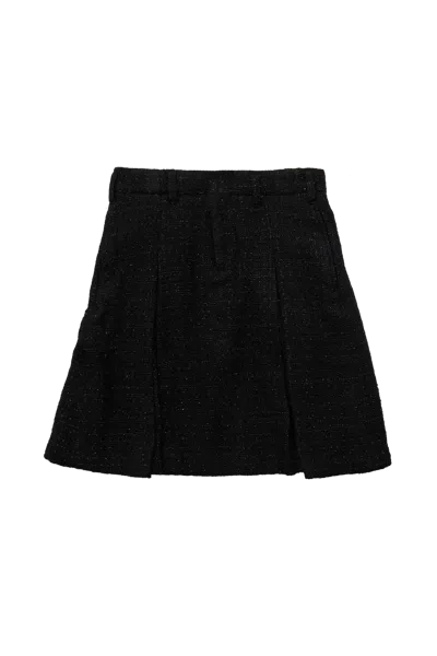 Ambush Tweed Pleats Midi Skirt Black